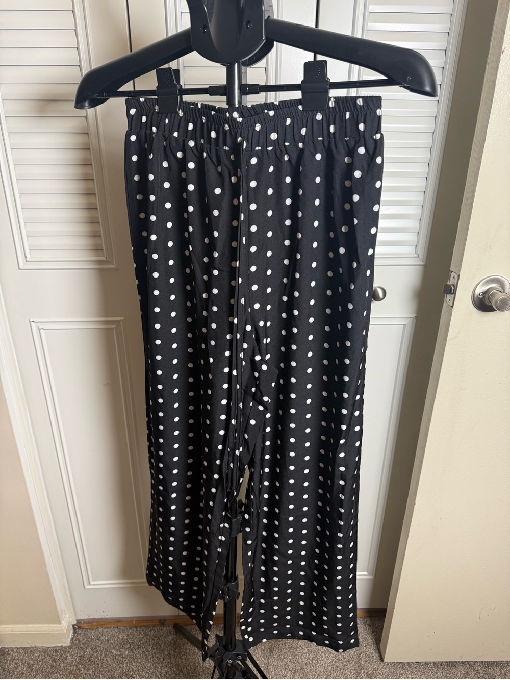 SHEIN Black Polka Dot Wide-Leg Pants